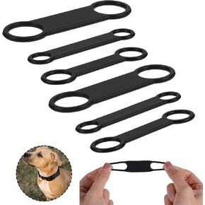 6 Pack Dog Tag Rubber Band Replacement Silicone Elastic Holder, Elastic Silicone Band, Silent Slide On Pet ID Tags for Slide On Dog Tags, Personalized Name ID, 3 Sizes (Black)