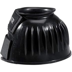 Centaur PVC Ribbed Double Hook and Loop Bell Boots, Black, Large