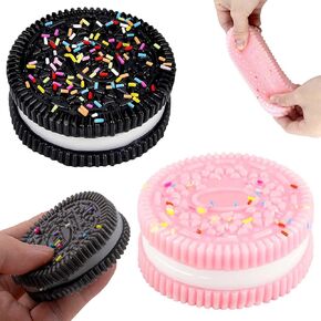 2pcs Taba Squishy Leaff Toy ، لعبة تنفيس الضغط الفائقة ، وهي مثالية للضغط والقلق ، لعبة الاسترخاء ، لعبة Cookie Squishy Giant Cute Cute (Black and Pink)