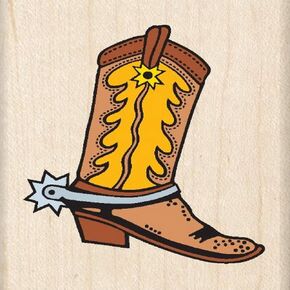 Inkadinkado Western Cowboy Wood Stamp for Arts and Crafts, 2.5'' W x 2'' L