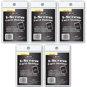 BCW 1 Screw Card Holder - 20 PT | Standard Trading Card Protector | Clear Polystyrene Screwdown Case | 2-Piece Design with Brass Screw | 5 Count