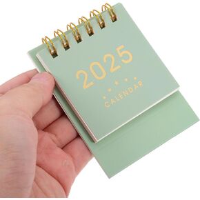 Mini Desk Calendar 2025 Small Desktop Calendar Standing Flip Tabletop Calendar Twin Wire Binding Daily Schedule Planner Monthly Calendar Pink