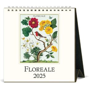 Cavallini 2025 Vintage Floreale Easel Desk Calendar, 6 x 6.5 Inches, 12 Month Page-A-Month Standing Desk Calendar, Vintage-style Floral Illustrations, Small and Cute Desktop Flip Calendar 2025