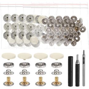 Harfington 24 Set Leather Snap Snap Stables Kit 10mm Metal Snap Button Button Press Press Suts Leather Chipets Snaps مع 3 أدوات Setter لسترات الملابس الجينز يرتديها ، بندقية اللون الأسود