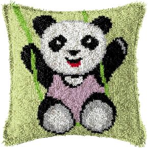 مجموعات خطاف Doageas المزلاج للبالغين المبتدئين Panda Diy Crochet Plowers Kits Pattern Pattern Pattern Canvas Crosschice Coushion Coushion for Home Sofa Decors لعيد الميلاد 17 '× 17' '