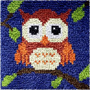 Numptain Latch Hook Kits for Kids,DIY Rug Crafts Owl Pattern Color Printed Canvas,Latch Hook Kits for Beginners Handmade Needlework Crafts Home Decoration,12"x12"