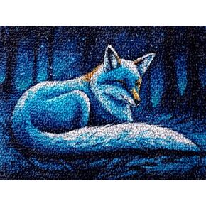 Fox Latch Hook Kits Rug DIY Cushion Tapestry Making Crochet Hook Mat Making Kits Color Preprinted Pattern Canvas DIY Carpet Needlework Crochet Kits 52x38cm (cll-36)
