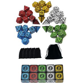 SmartDealspro 45pcs مجموعات الزهر متعدد السطوح مع أكياس لـ D&D DND RPG MTG Dungeon و Dragons Table Board Roll Games D4 D6 D1