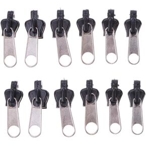 12Pcs Universal Instant Fix Zipper Repair Kit Replacement Zip Slider Teeth Zippers Durable Design Arts, Crafts and Sewing Zippers Fasteners Sewing Notions and Supplies (Black)
