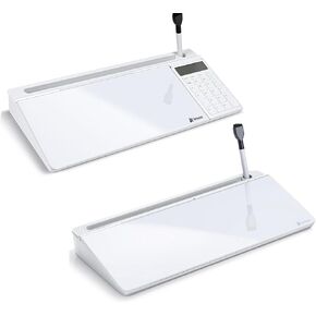 Desktop Whiteboard White and White with Calculator, Desk Organizer Solution for Home Office School Art Beauty Supplies