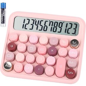 Basic Standard Calculator, Large 5-Inch LCD Display, 12 Digit, Big Button, Mechanical Switch Calculator for School Home Office Supplies and Desk Accessories, Automatic Sleep, Pink Calculator