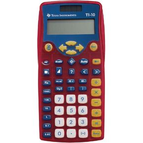 Texas Instruments TI-10 Elementary Calculator - Plastic Key, Impact Resistant Cover - 2 Line(s) - 12 Digits - Battery/Solar Powered - 1 Each