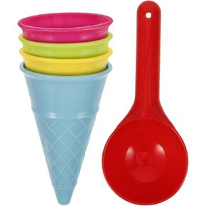 Totority Kids Beach Toys وضعت 5 مساءً مخروطات آيس كريم ملونة ومغرفة للأطفال الصغار ، وملحقات اللعب الرملية في الهواء الطلق ، مثالية لمتعة الشاطئ وصندوق الرمل