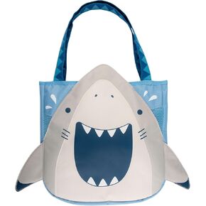 Stephen Joseph ، Beach Tote with Sand Toys - Toddler and Baby Beach Toys و Travel Friendly Beach Set ، مجموعة لعب الشاطئ 6 قطع ، حقيبة شاطئية مع ألعاب رمل للأطفال والأطفال ، والقرش