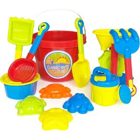 ألعاب Sand & Play الكلاسيكية Sandcastle Beach For Kids ، و 12 جهاز كمبيوتر الشخصي ، ودلو بلاستيكي شاق ، ومجرفة ، و Sifter ، و Rake ، و Sean Animal Moulds ، واللعب التفاعلي للبنات والفتيان ، آمنة للأعمار 2 وما فوق