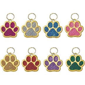 علامة معرف الحيوانات الأليفة ، 8 أجهزة كمبيوتر GLITTER PAW PRIN