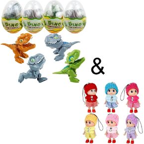 Sealive 4 Pack Dino Eggs for Kids - تفريخ بيض الديناصورات لبنات البناء و 6 أجهزة كمبيوتر Small Dolls Girls - 3 بوصة دمى دمى الأميرة