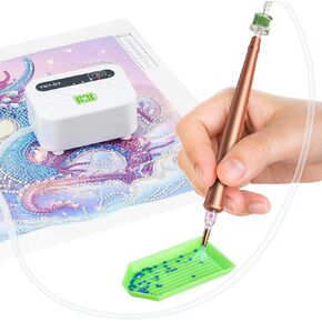 إكسسوارات اللوحة الماس البوليرية فراغ الماس اللوحة القلم القابلة لإعادة شحن Epainter Diamond Pen Pen Diamond Artsories Tools No Wax لـ DIY 5D Art Craft Jewelry Bead Rhinestones (Purple)