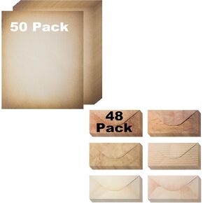 50 Pack Classic Aged Paper مع 48 مظاريف عتيقة