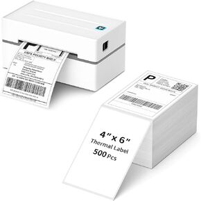 Bluetooth Thermal Shipping Label Printer + 4" x 6" Fanfold Thermal Shipping Labels