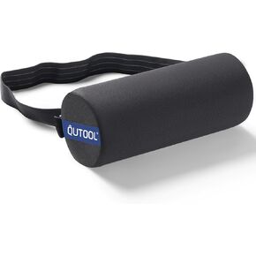 QUTOOL Lumbar Roll Lower Back Support Pillow with Upgraded Strap, Lumbar Support Pillow for Office Chair,Car, Relieving Back Pain & Improving Posture, Chair Pillow with Washable Cover-Black, Firm