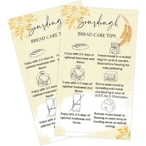 100 Pack Sourdough Care Care Cards 2x3.5 inch Storagetips Cards Bakery Starter Client Packaging Cards Dessert Cake Baking Supplies