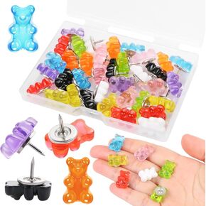36 PCS Resin Candy Gummy Bear Push Pins ، Resin Bear Push Pin Decorative Thumb Thumb Toots Cork Board Thumbtacks for Bulletin Board Photos Wall Pins Supplies Supplies