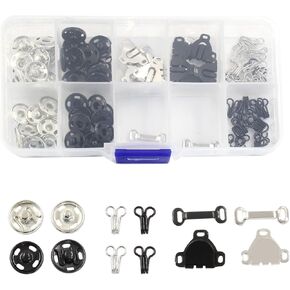 Verkelly 100 PCS 3 أنماط خياطة الخطافات والعينين مجموعة إغلاق ، أزرار اللقطات المعدنية مثبتات الضغط على الأزرار