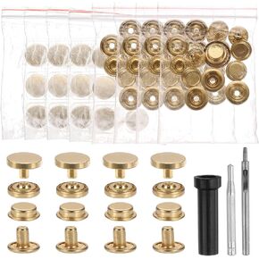 Harfington 24 Set Leather Snap Stables Kit 20mm Metal Snap Button Button Press Presss Tuds Leather Rivets Snaps مع 3 أدوات Setter لسترات الملابس الجينز ، والذهب