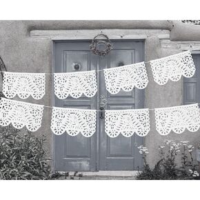 La Virgen de Guadalupe Papel Picado White Banner ، Veliz Navidad Decorations ، Mexican Christmas Decor