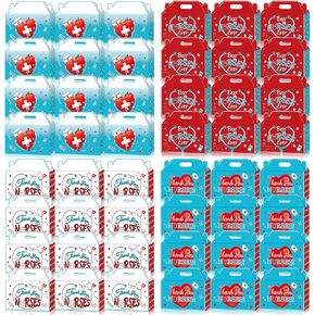 PARSUP 48Pcs Thank You Nurses Gift Boxes Small Goodie Present Boxes Recycled Party Favour Boxes Printed Cardboard Box for Candy, Cookies, 4 Patterns