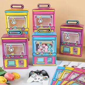 12Pack Cartoon Claw Machine Party Boxes Cartoon Claw Machine Goodie Bags Paper Gift Box Box with Handle