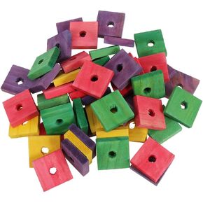 FRCOLOR Parrot Bird Toys 50Pcs Parrot Wooden Chewing Toys Mixing Colors Wood Blocks Bird Chewing Trim Mini Wood Chip Charms DIY Playtime