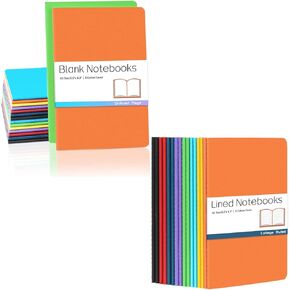 Gwybkq A5 Notebooks Bulk Journals 32 Packs(5.5x8.3), Travel in Bulk Colorful Soft Cover, 30 Sheets/60 Pages Per Book, 16 Pcs Lined Notebooks and16 Pcs Unlined Notebooks, 8 Bright Color Covers