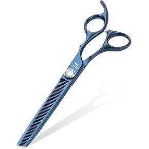 7 inch Matte Blue Curved Dog Grooming Scissors Professional 440C Stainless Steel Dog Shears Smooth Cutting Comfortable Grip and Easy to Use for Groomers and Home Use