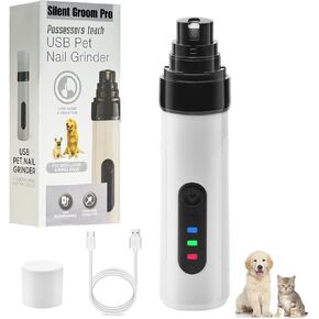 Silent Groom Pro ، طاحونة مسمار الكلب HeusoM ، ضوضاء منخفضة USB قابلة لإعادة الشحن clipper ، أداة PET PET PAW غير مؤلمة ، مناسبة لجميع الكلاب والسلالات