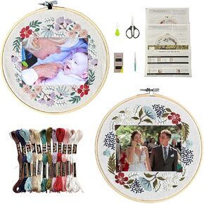 La Glaneuse 2 Pack Pack Tembroidery Kit للبالغين ، هدية إبرة DIY من نمط إطار الصور الأزهار لعشاق الحرفيين ، والمبتدئين ودية مع إرشادات الورق ومقاطع الفيديو التعليمية