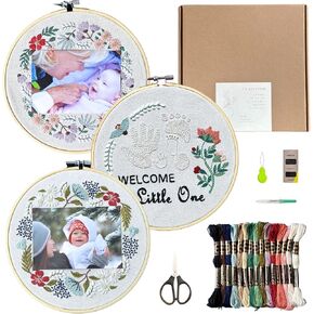 La Glaneuse 2 Pack Pack Tembroidery Kit للبالغين ، هدية إبرة DIY من نمط إطار الصور الأزهار لعشاق الحرفيين ، والمبتدئين ودية مع إرشادات الورق ومقاطع الفيديو التعليمية in Kuwait