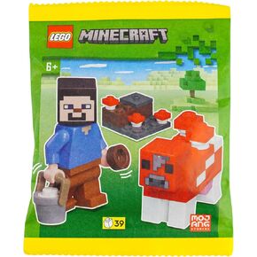 مجموعة Lego Minecraft Mini: ستيف مع Mooshroom Cow Minifigure