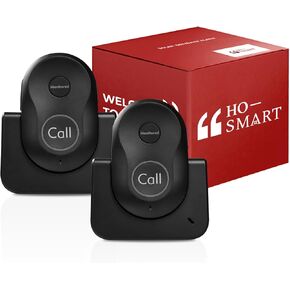Hosmart Intercoms Wireless for Home, 2024 New Rechargeable Full Duplex Caregiver Pager for Elderly Senior, Two-Way Real-time Talk, Portable Personal Alert, Call/Monitor Button for Home Safety(Black)