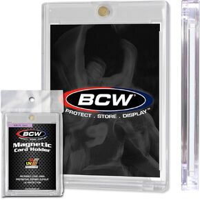 BCW 180 Pt Magnetic Card Mostuders - 5 Pack | سهولة الوصول إلى حماة بطاقة تداول | مثالي لبطاقات الحجم القياسية ، تصميم من قطعتين مع مغناطيس الذهب | حامل البطاقة المغناطيسية البلاستيكية الصلبة
