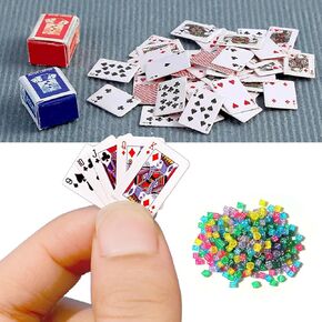 36 PCS Mini Cards Set ، 0.59 Ince Mini Deck of Cards with Mini Dice ، و Miniature Play Bards with Dice ، و Great Novelty Gown ، و Great Party Favor for Boys and Girls. (12 حزمة)