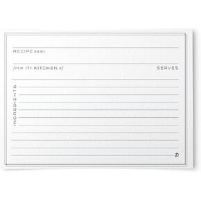 50 Dashleigh Minimal Recipe Cards, Cardstock, 4x6 in.