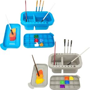 MyLifeunit Paint Brush Cleaner ، حامل فرشاة الطلاء 2 حزمة ومنظمي مع لوحة للاكريليك والألوان المائية والدهانات القائمة على الماء (الأزرق والرمادي)
