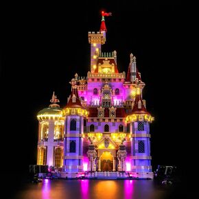 مصباح LED اللطيف فقط ، متوافق مع Lego Beauty و Beast Castle ، الإضاءة الإبداعية المتوافقة مع Lego 43263 - لا تأتي مع طراز القلعة (ضوء إصدار RC)