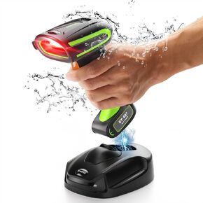 Eyoyo Upgraded 2D Industrial Bluetooth Barcode Scanner with Wireless Charging Stand, IP65 Waterproof & Shock Dust Proof, Hands-Free Wireless QR Bar Code Reader, Compatible with Laptop Desktop Android
