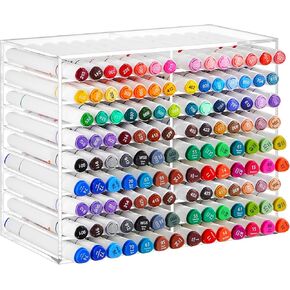 Marker Marker Organizer Storage Storage Hold 126 Marker ، علامات حامل القلم الرصاص ، فرش Art Brushes مع عرض 18 مقصورة لمكتب المكتب (Clear ، 9.3 × 7.6 × 5 بوصات)