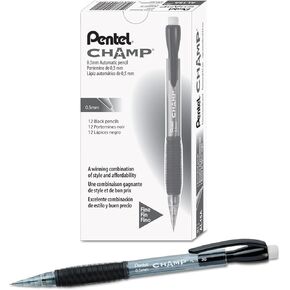 Pentel AL15A Champ Mechanical Pencil, 0.5 mm,Translucent Gray Barrel, Dozen