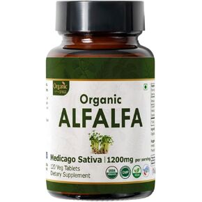 Alfalfa 120 Tablets | Medicago Sativa (Alfalfa) | Organic and Natural | Superfood Supplement with Vitamins and Minerals | Vegan and USDA Certified 120tab