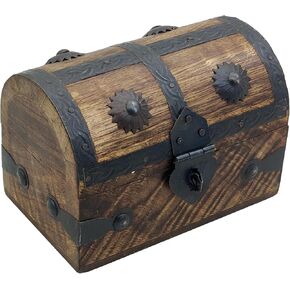Treasure Chest Keepsake and Decorative Wood Box - Medium Storage Treasure Chest Box - Elegant Wooden Treasure Box for Home Decor and Storage (6.5 x 4.5 x 4.5)